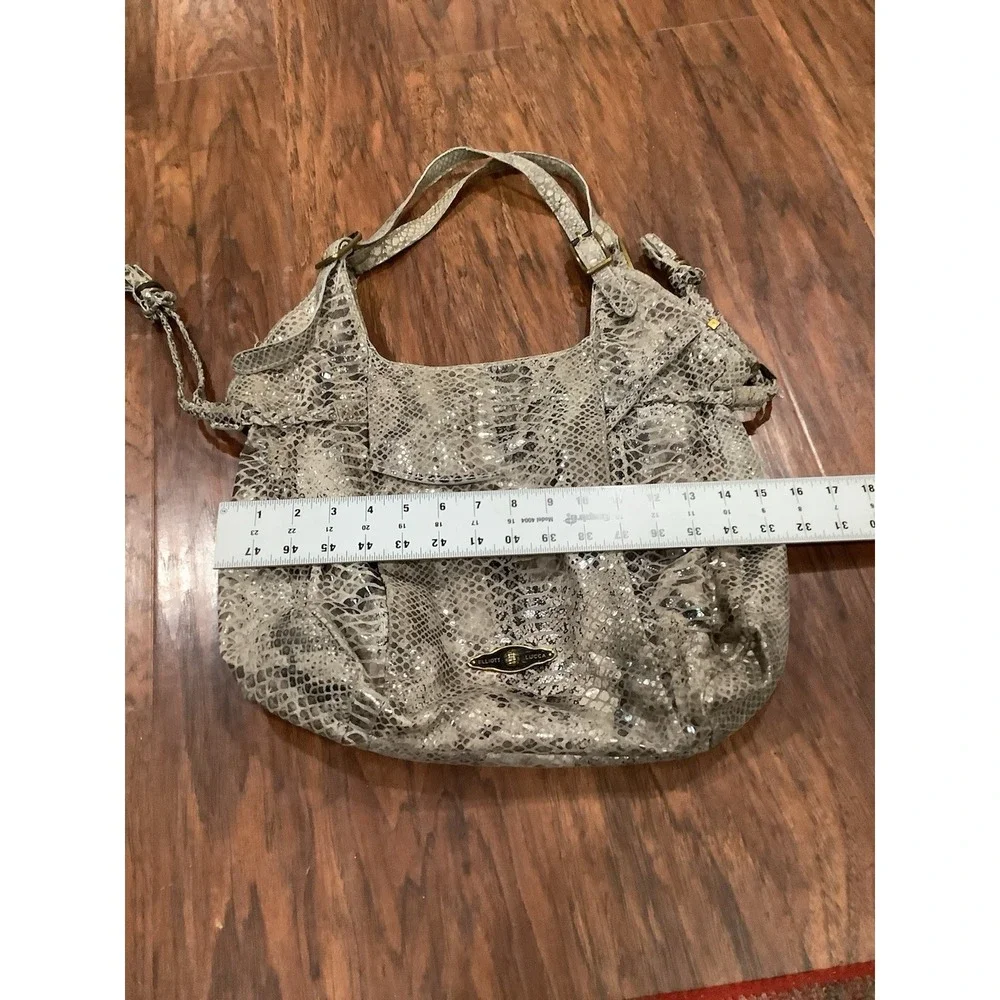 Elliott Lucca Large Lightweight, Snakeskin Embossed Leather Hobo Bag